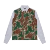 Burst camo half print poplin stripe shirt