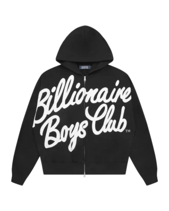Large script logo zip through hood Large script logo zip through hood