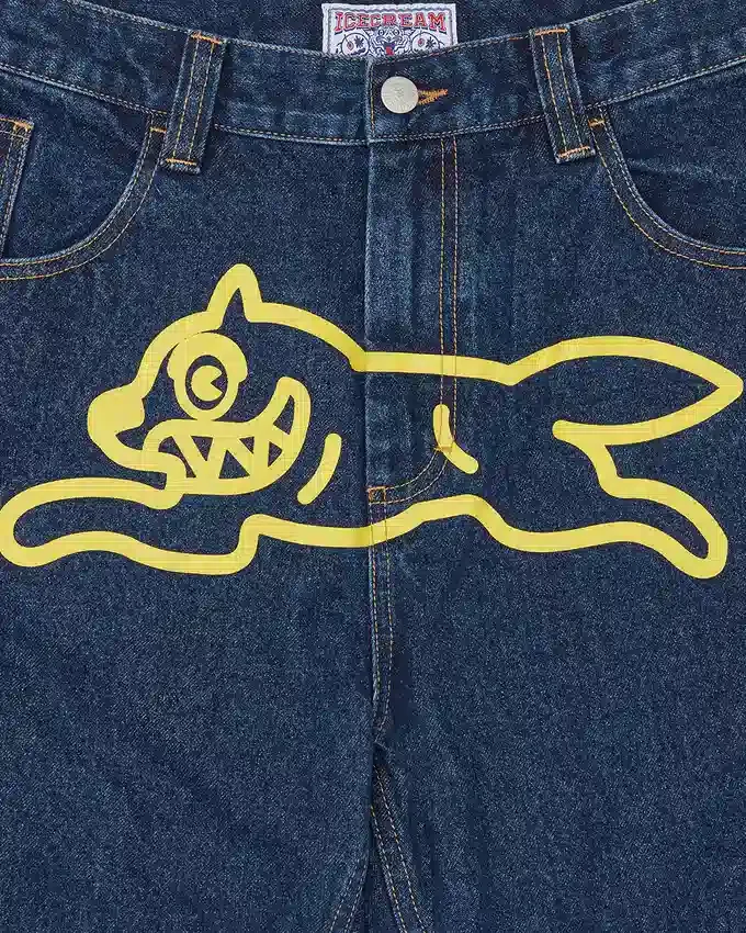 Running dog double scoop denim pants Running dog double scoop denim pants
