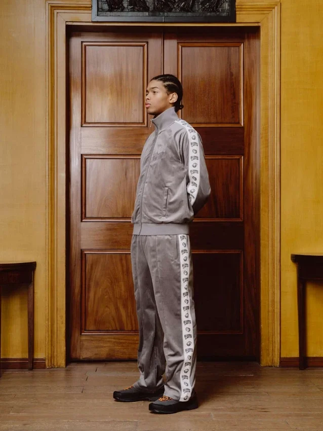 Small arch logo taped velour track top Small arch logo taped velour track top
